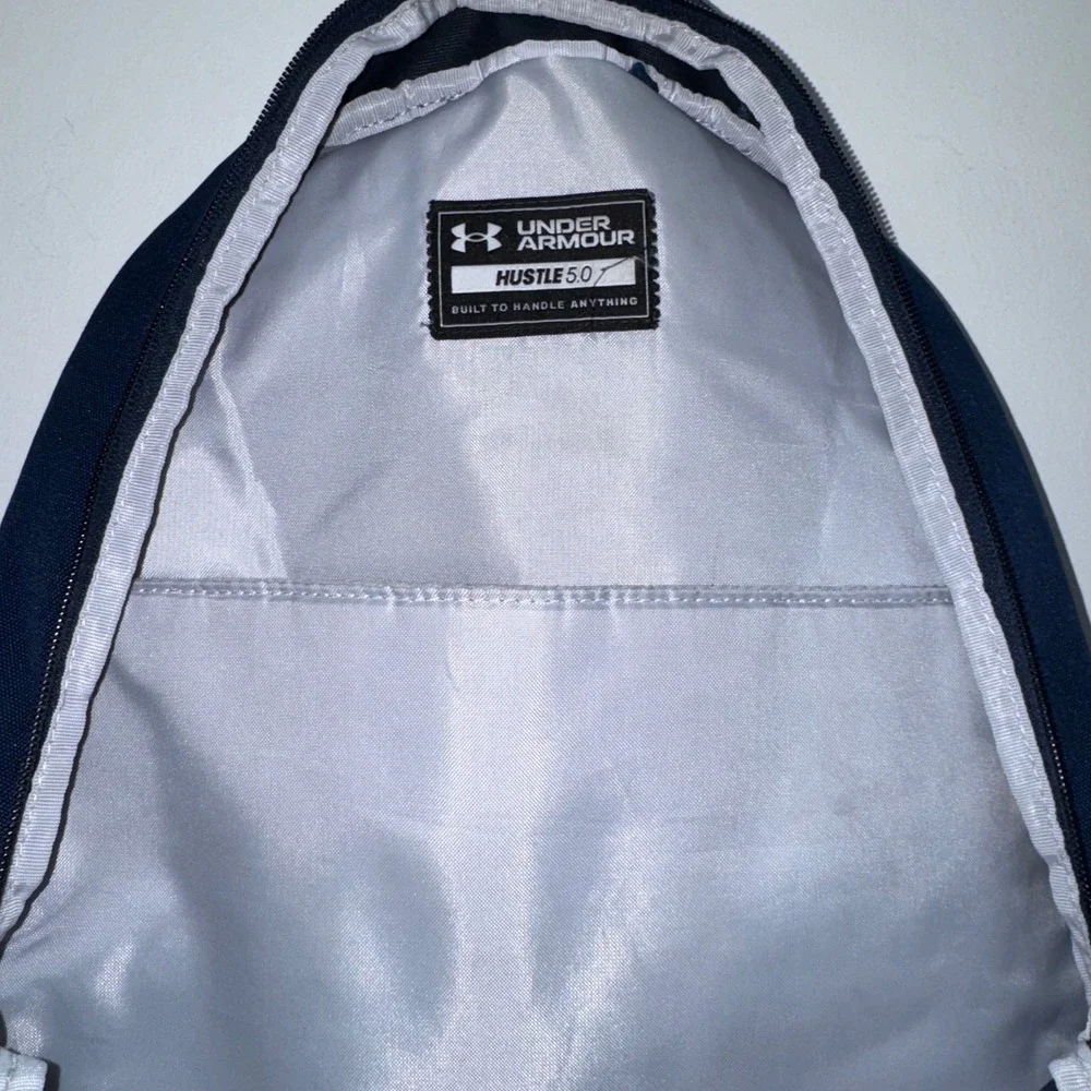 Under Armour Hustle 5.0 Backpack Academy Blue Storm Laptop School Gym Bag